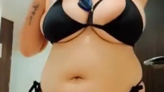 Desi Girl Moumita Slip Out and Shakes Sexy Boobs in Bikini Smoking on Cam